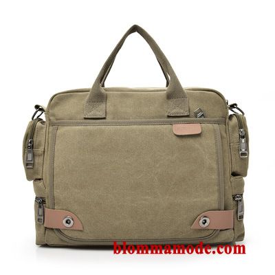 Handväska Messenger Väska Axelremsväska Målarduk Mode Business Casual Portfölj Herr Khaki