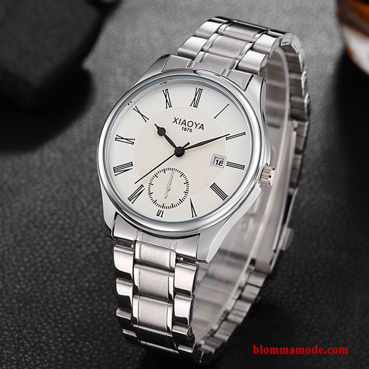 Herr Autentiska Retro Trend Dam Par Armbandsur Kvartsur Mode Vit Silver