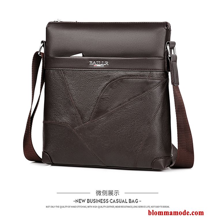 Herr Axelväska Läder Messenger Väska Ryggsäck Mode Ny 2019 Axelremsväska Äkta Läder Svart
