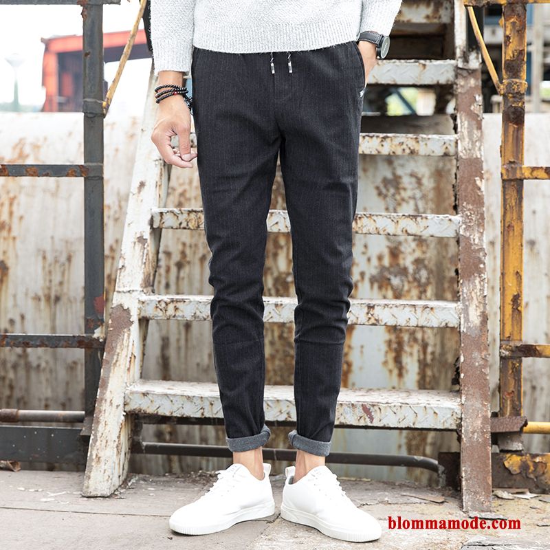 Herr Cigarettbyxor 2018 Slim Fit Casual Ny Casual Byxor Svart Höst