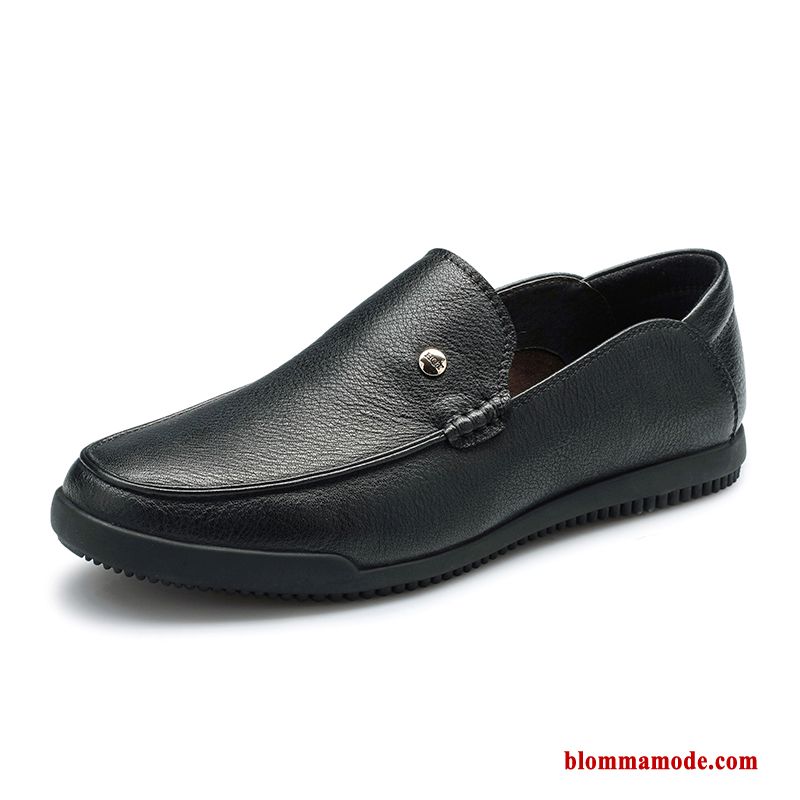 Herr Loafer Brun Casual Autentiska Slip On Mjuka Läderskor Äkta Läder Röd