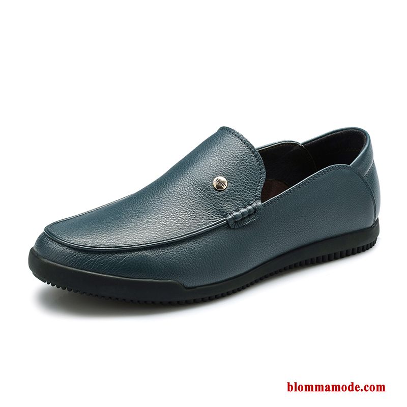 Herr Loafer Brun Casual Autentiska Slip On Mjuka Läderskor Äkta Läder Röd