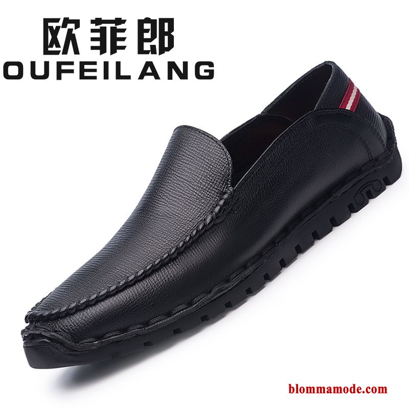 Herr Loafers Casual 2019 Ungdom Båtskor Höst Äkta Läder Trend Personlighet Svart