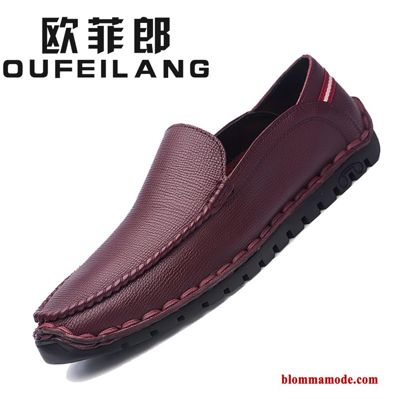 Herr Loafers Casual 2019 Ungdom Båtskor Höst Äkta Läder Trend Personlighet Svart