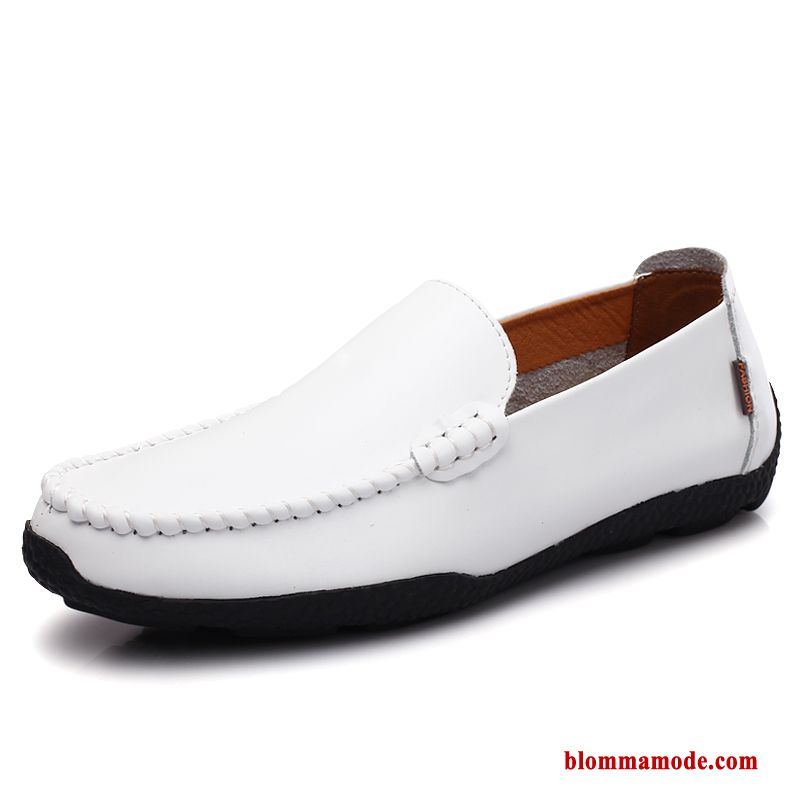 Herr Loafers Casual Läder Äkta Läder Slip On Båtskor British Höst Läderskor Blå