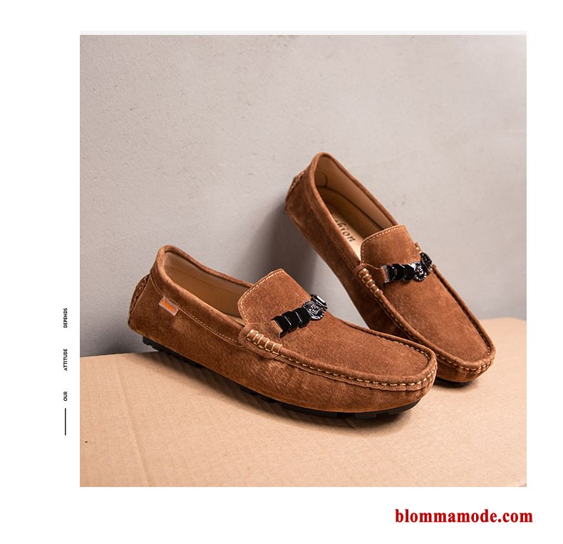 Herr Loafers Casual Trend Mode Höst Populär Båtskor Allt Matchar Köra Bil Svart