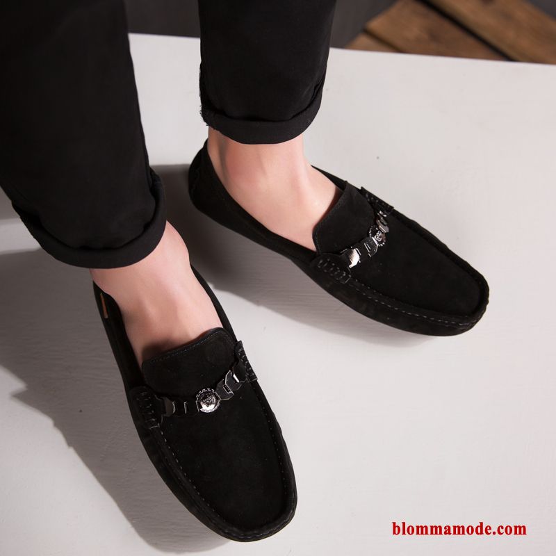 Herr Loafers Casual Trend Mode Höst Populär Båtskor Allt Matchar Köra Bil Svart