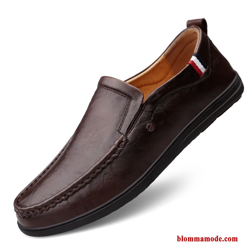 Herr Loafers Skor Slip On Loafer Casual Läder Läderskor Mjuka Vår Svart