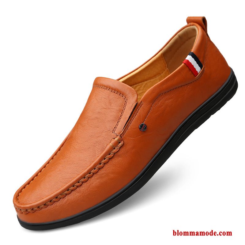 Herr Loafers Skor Slip On Loafer Casual Läder Läderskor Mjuka Vår Svart