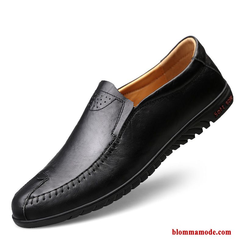 Herr Loafers Skor Slip On Loafer Casual Läder Läderskor Mjuka Vår Svart