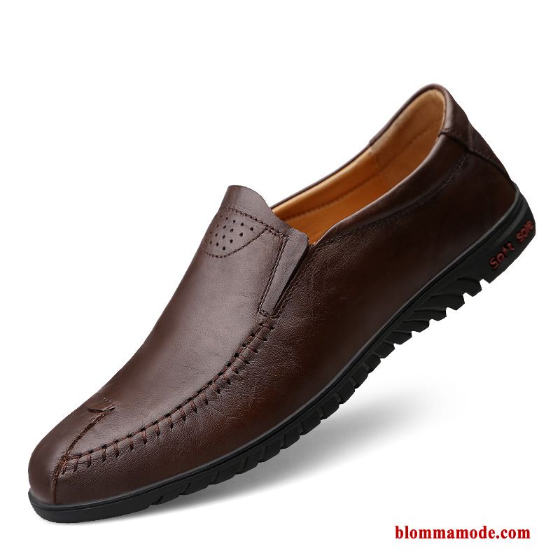 Herr Loafers Skor Slip On Loafer Casual Läder Läderskor Mjuka Vår Svart