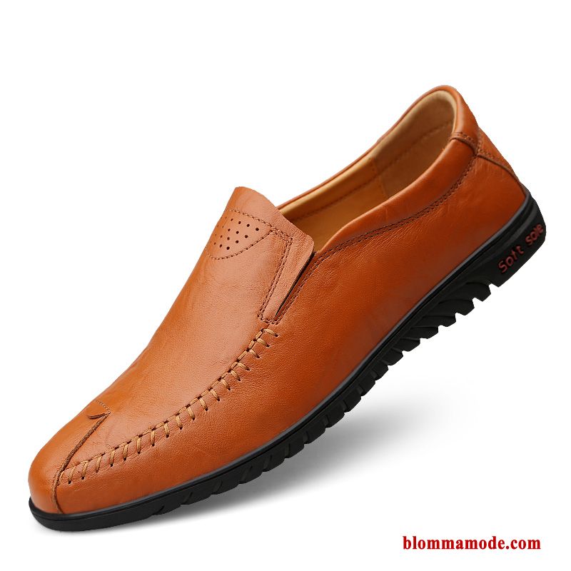 Herr Loafers Skor Slip On Loafer Casual Läder Läderskor Mjuka Vår Svart