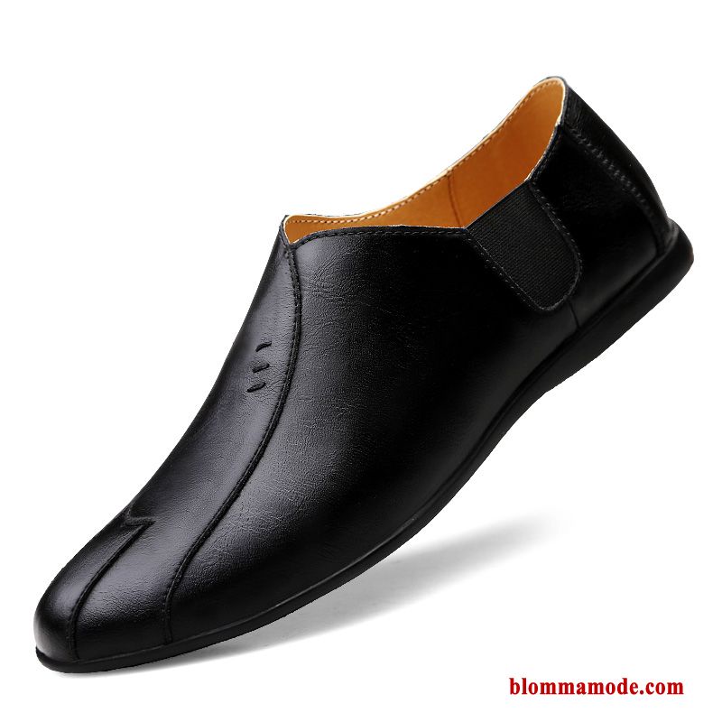 Herr Loafers Skor Slip On Loafer Casual Läder Läderskor Mjuka Vår Svart