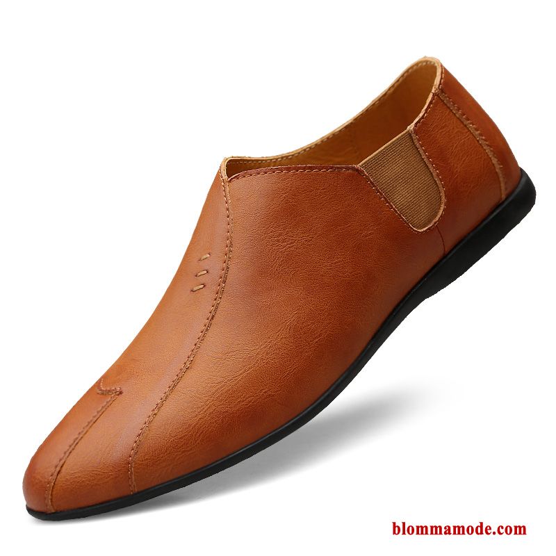 Herr Loafers Skor Slip On Loafer Casual Läder Läderskor Mjuka Vår Svart