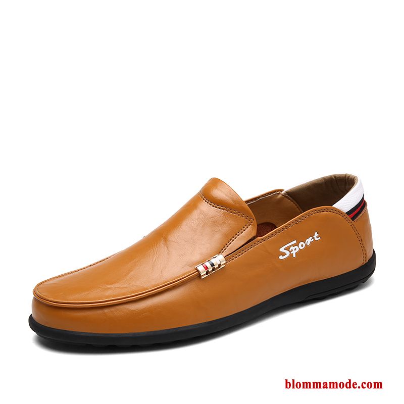 Herr Loafers Äkta Läder Loafer British Brun Läderskor Slip On 2018 Båtskor