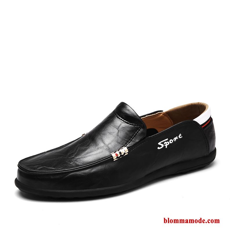 Herr Loafers Äkta Läder Loafer British Brun Läderskor Slip On 2018 Båtskor