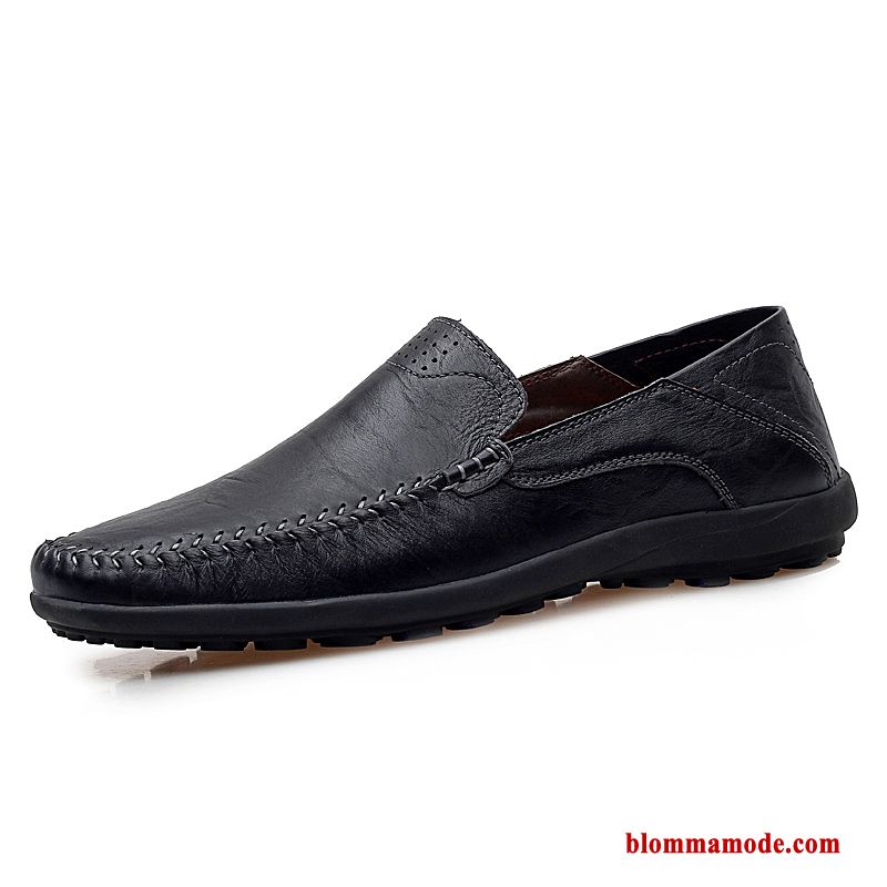 Herr Loafers Äkta Läder Loafer British Brun Läderskor Slip On 2018 Båtskor