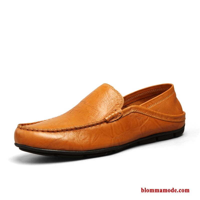 Herr Loafers Äkta Läder Loafer British Brun Läderskor Slip On 2018 Båtskor