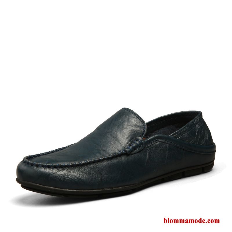 Herr Loafers Äkta Läder Loafer British Brun Läderskor Slip On 2018 Båtskor