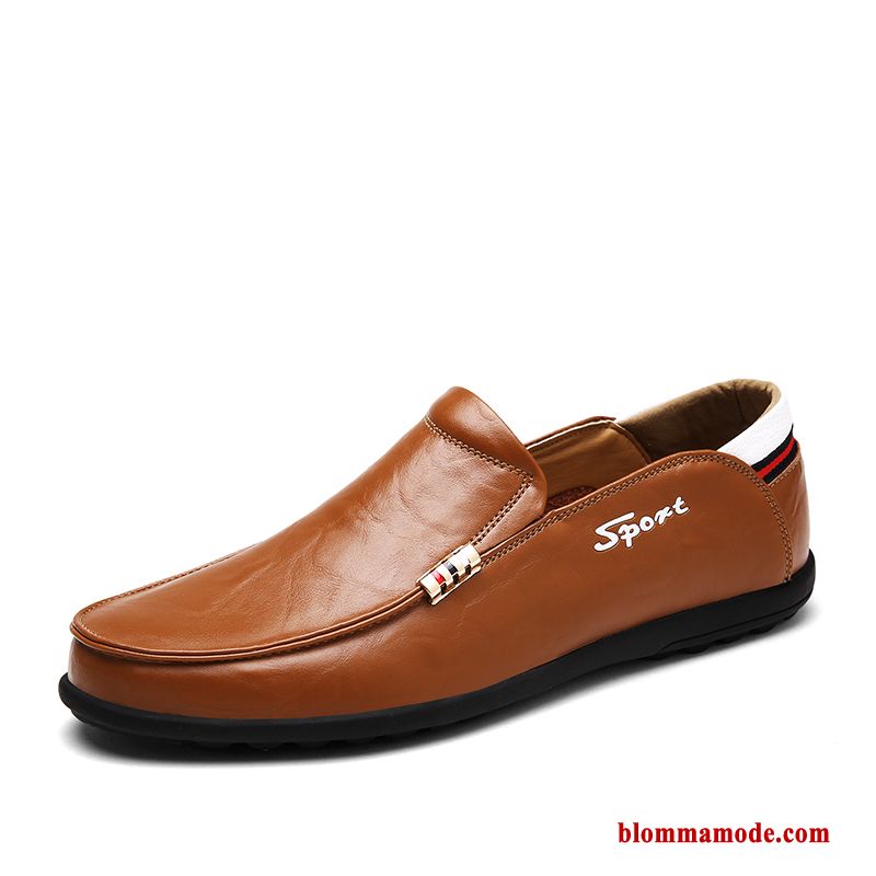 Herr Loafers Äkta Läder Loafer British Brun Läderskor Slip On 2018 Båtskor