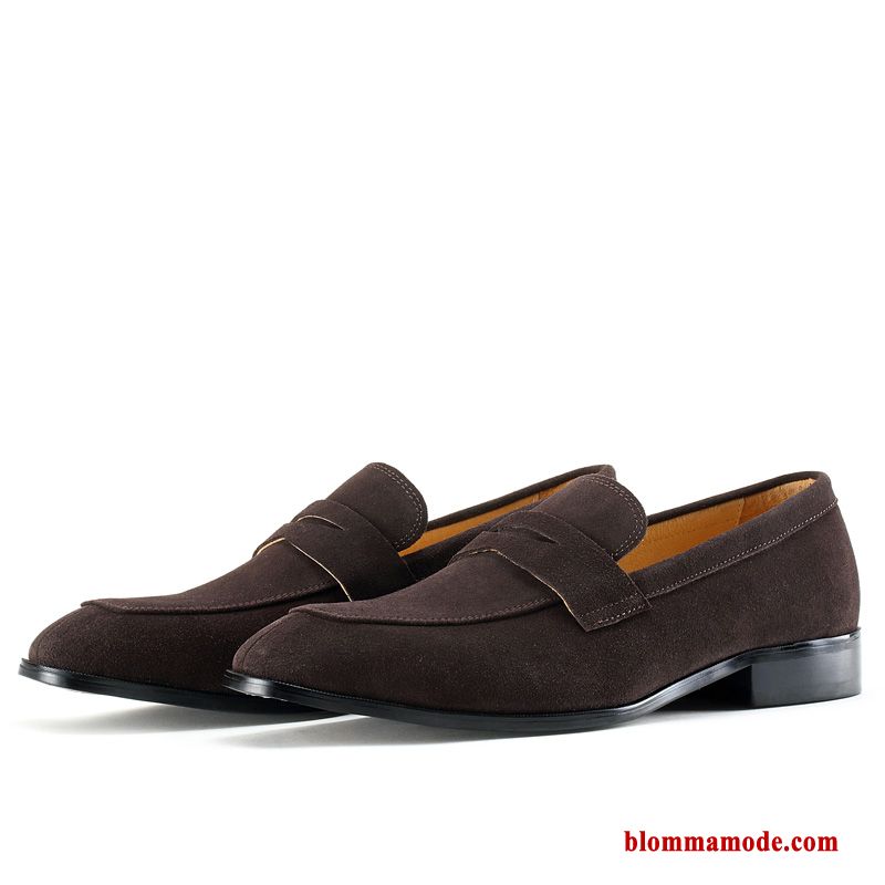 Herr Skor Casual Sämskskinn Slip On Loafers British Trend Grön