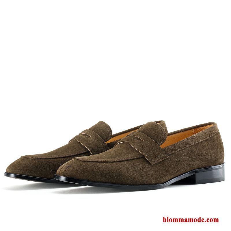 Herr Skor Casual Sämskskinn Slip On Loafers British Trend Grön