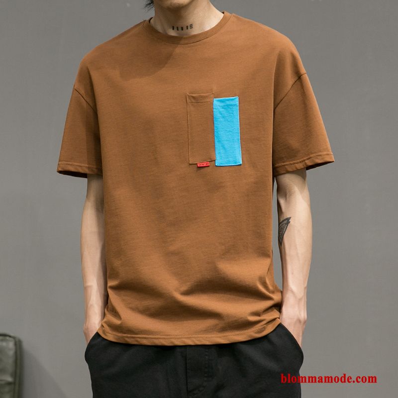 Herr Trend Kortärmad Ny Personlighet T-shirt Kreativa Mode Sommar Brun
