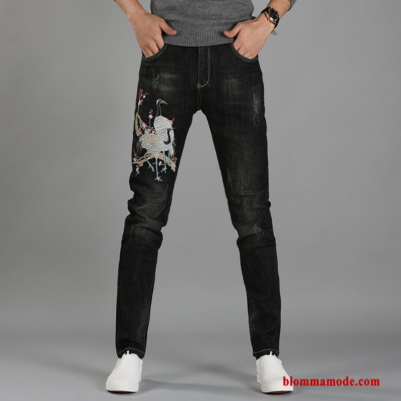 Jeans Liten Sommar Svart Casual Byxor Vår Slim Fit Herr