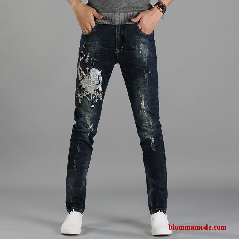 Jeans Liten Sommar Svart Casual Byxor Vår Slim Fit Herr