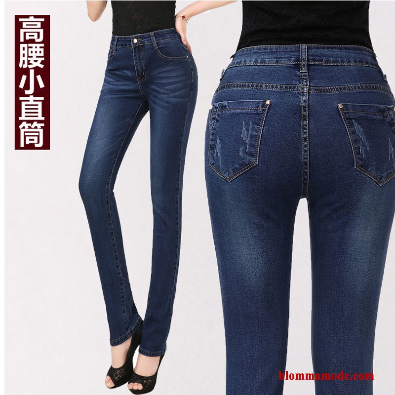 Jeans Tunn Höst Stora Storlekar Feta Liten Blå Dam Stretch