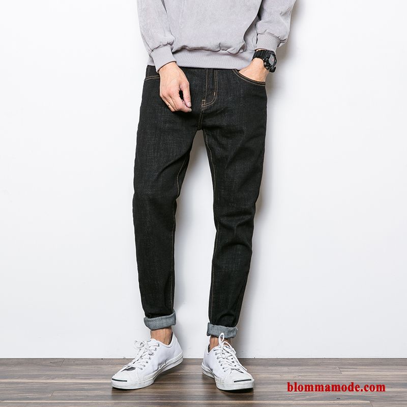 Jeans Ungdom Herr Trend Svart Slim Fit Till Höst Casual