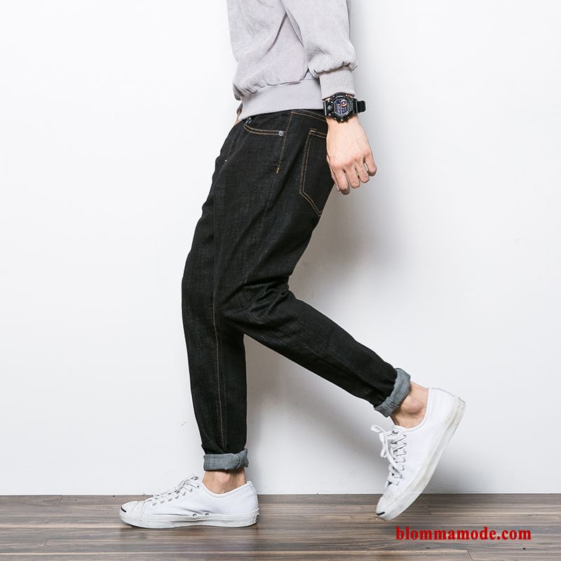 Jeans Ungdom Herr Trend Svart Slim Fit Till Höst Casual