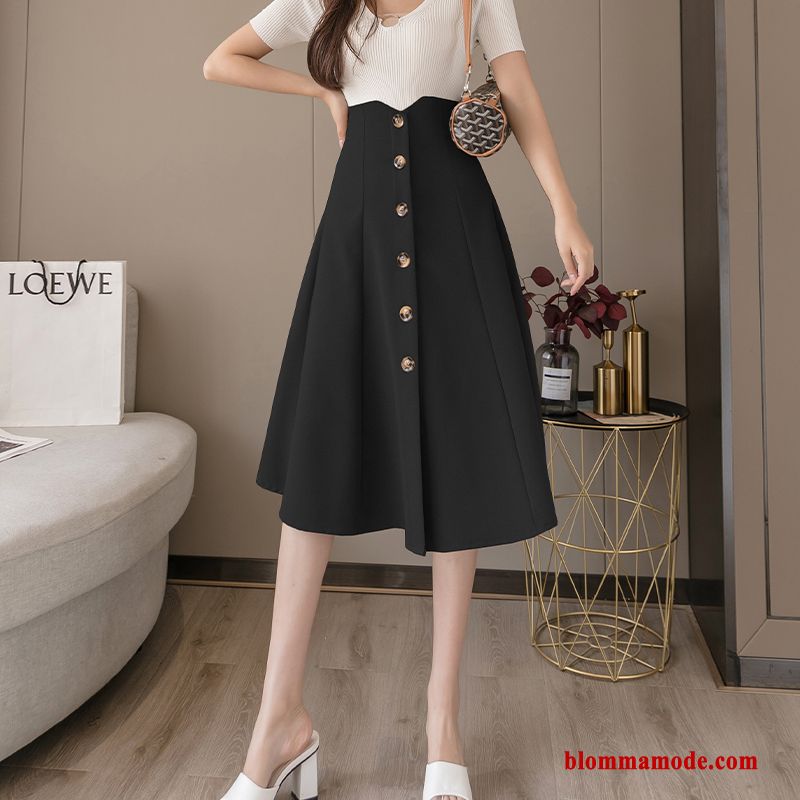 Kjol Slim Fit Klänning Tunn Sommar Dam Hög Midja Halv Kropp Stor Beige
