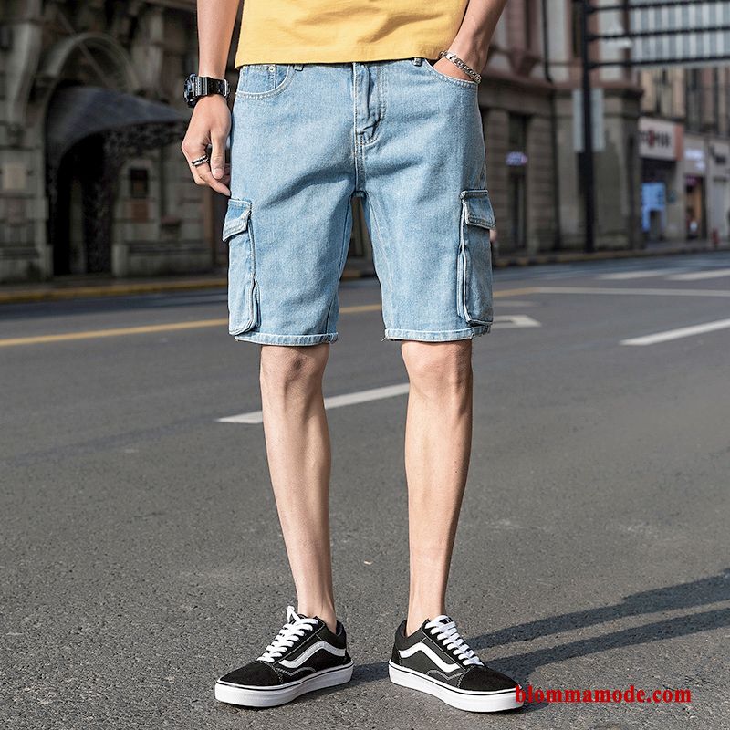 Kortbyxor Denim Sommar Trend Shorts Herr Blå Tunn