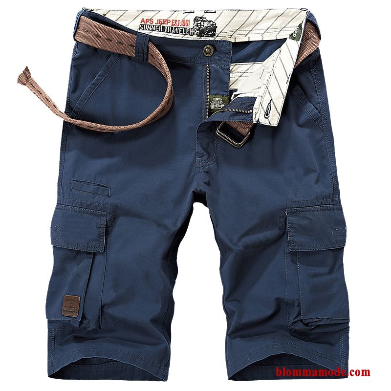 Kortbyxor Sommar Grön Sport Denim Cargo Byxor Casual Capri Byxor Herr