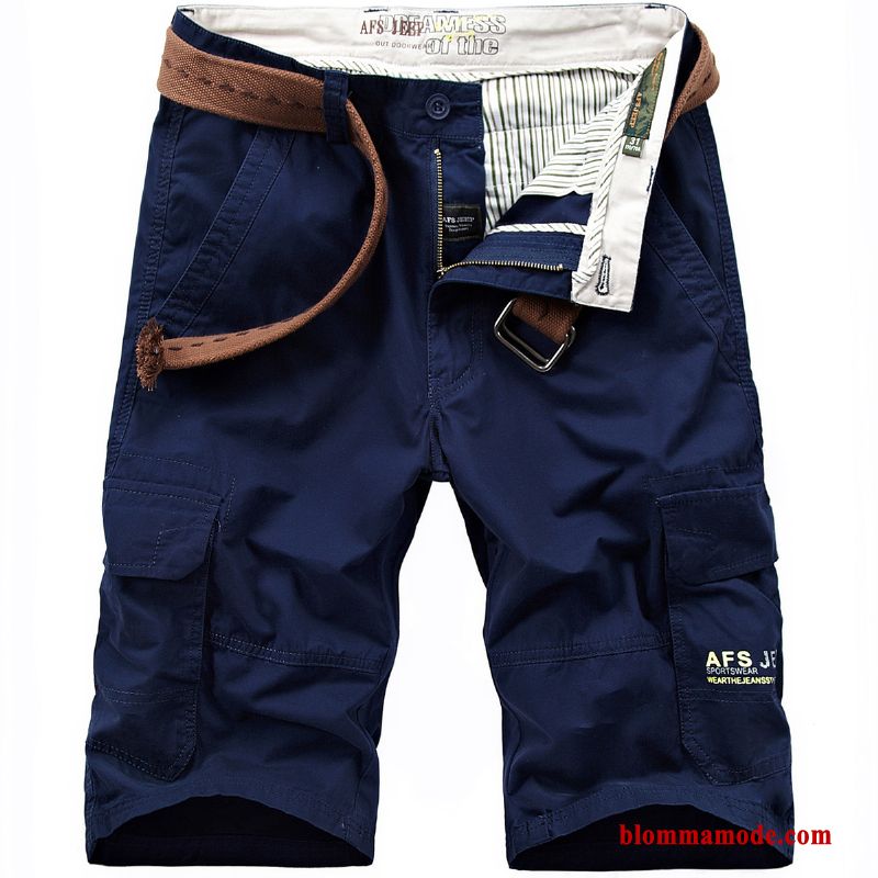 Kortbyxor Sommar Grön Sport Denim Cargo Byxor Casual Capri Byxor Herr