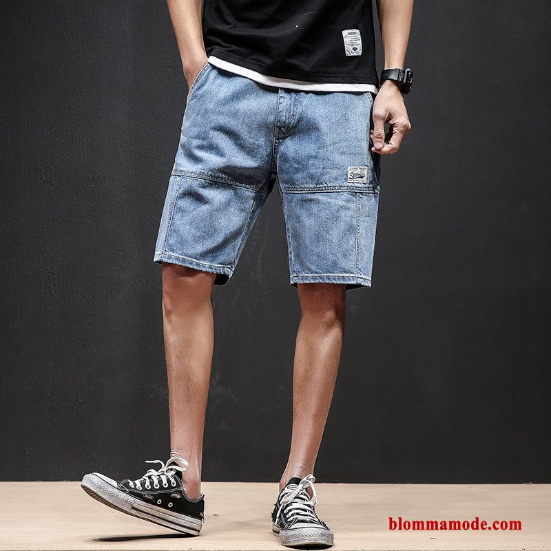 Kortbyxor Sommar Herr Casual Shorts Hål Lösa Byxor Denim