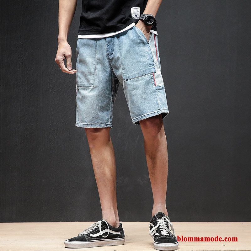 Kortbyxor Sommar Herr Casual Shorts Hål Lösa Byxor Denim