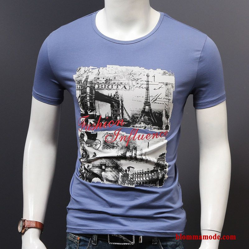 Kortärmad Toppar 2018 Herr Purpur Trend T-shirt Slim Fit