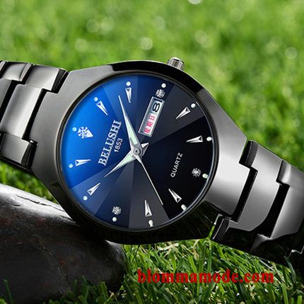 Kvartsur Casual Kalender Armbandsur Ny 2018 Vattentät Mode Herr Silver