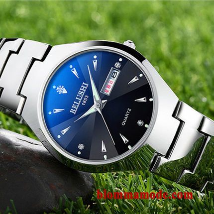 Kvartsur Casual Kalender Armbandsur Ny 2018 Vattentät Mode Herr Silver