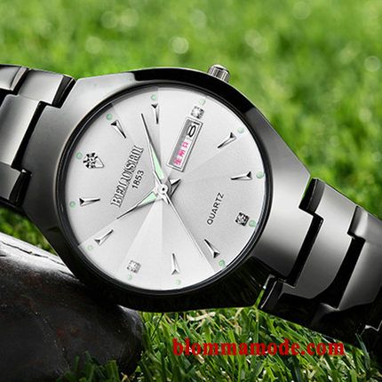 Kvartsur Casual Kalender Armbandsur Ny 2018 Vattentät Mode Herr Silver