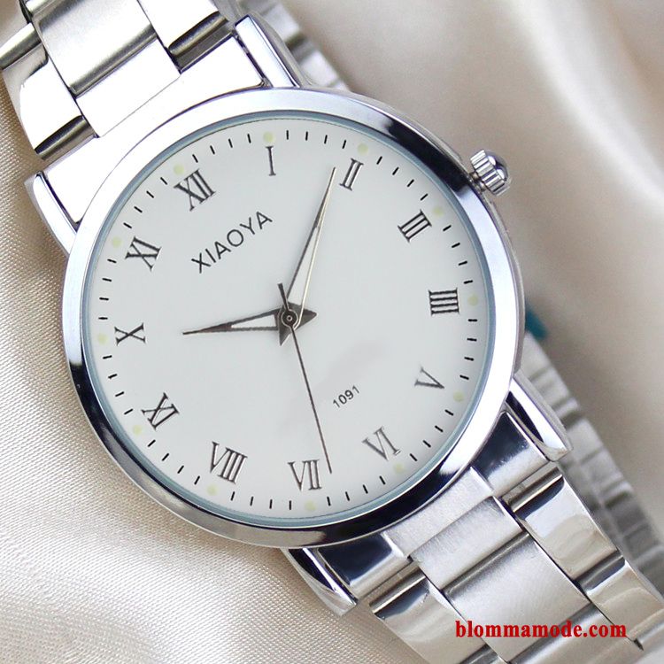 Kvartsur Mode Par Casual Herr Dam Armbandsur Student Vit Silver