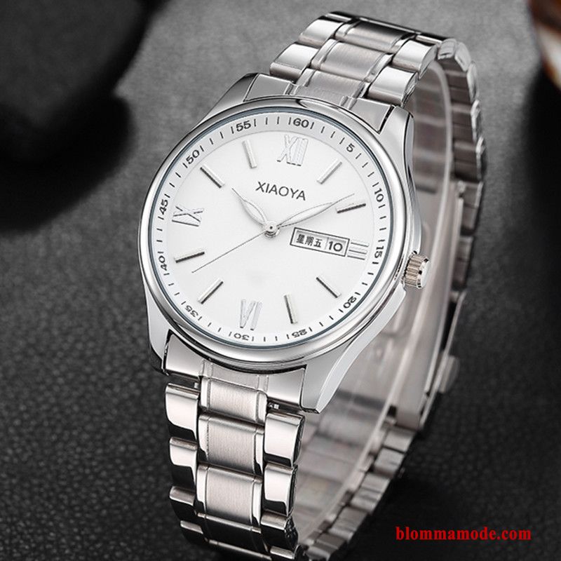 Kvartsur Mode Par Casual Herr Dam Armbandsur Student Vit Silver