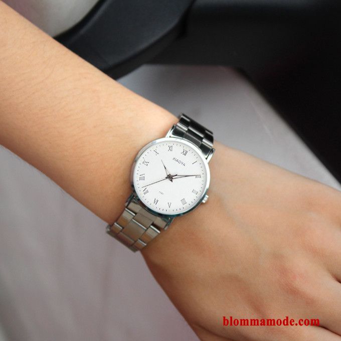 Kvartsur Mode Par Casual Herr Dam Armbandsur Student Vit Silver