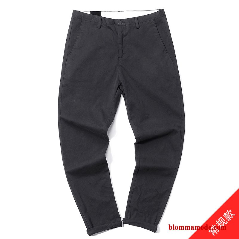 Liten Mörk Trend Varumärke Casual Byxor Bomull Harlan Rakt Slim Fit Herr