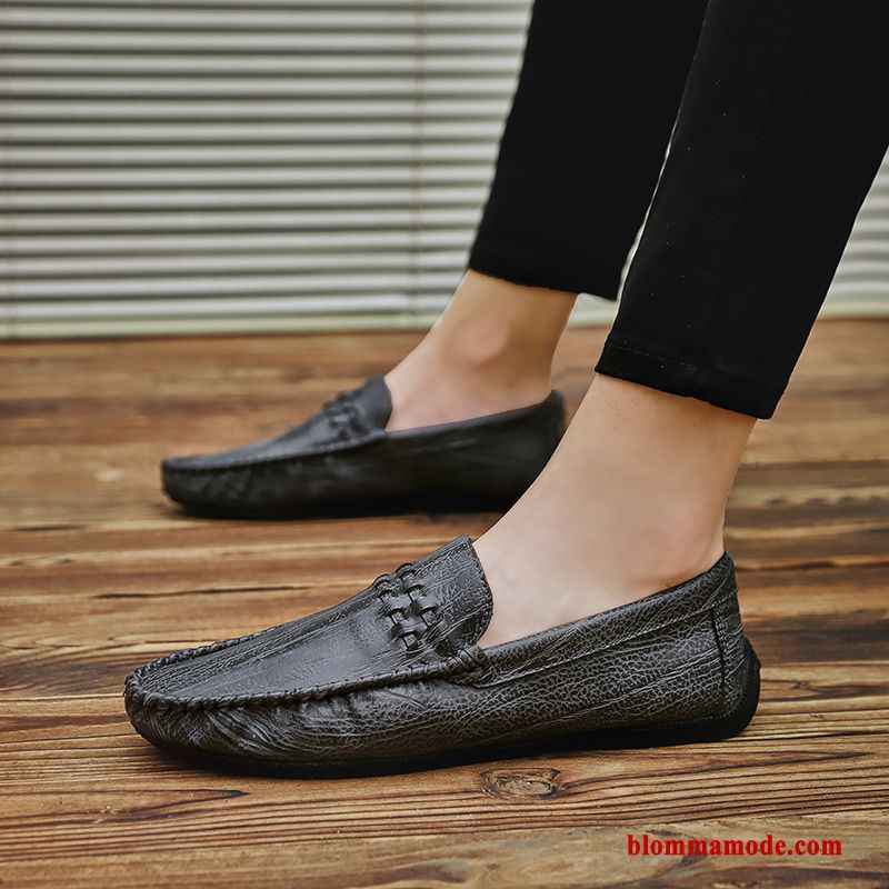 Loafer Slip On Personlighet Läderskor Trend Båtskor Herr Vår Grå