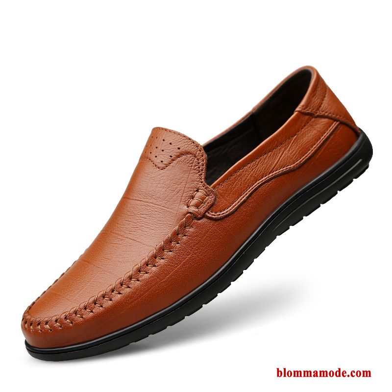 Loafers Andningsbar Läderskor Båtskor Loafer Business Trend Skit Herr Svart