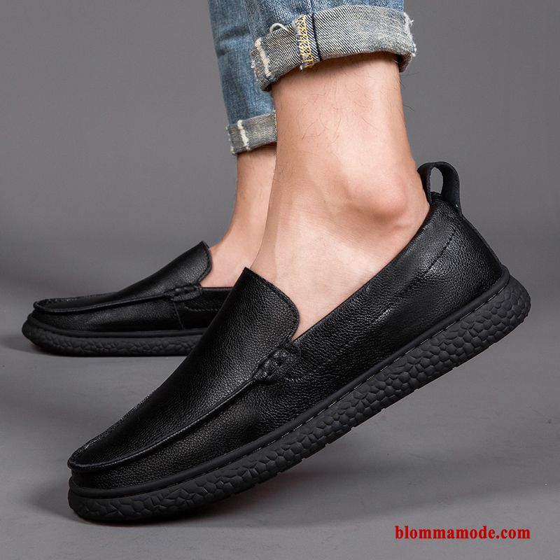 Loafers Båtskor 2019 Allt Matchar Andningsbar Äkta Läder Läderskor Slip On Casual Herr Röd