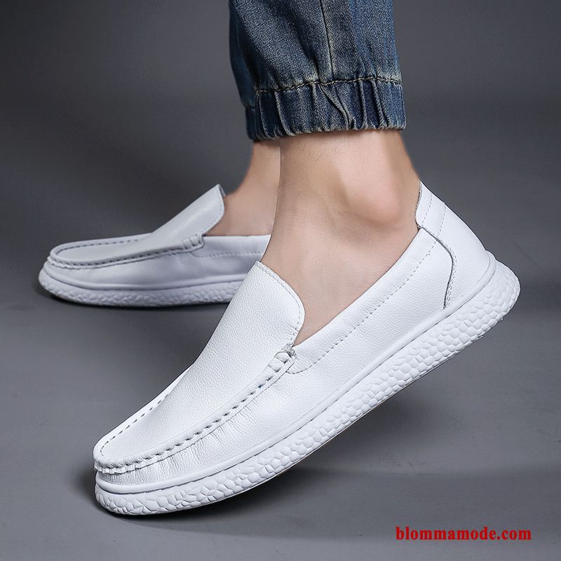 Loafers Båtskor 2019 Allt Matchar Andningsbar Äkta Läder Läderskor Slip On Casual Herr Röd